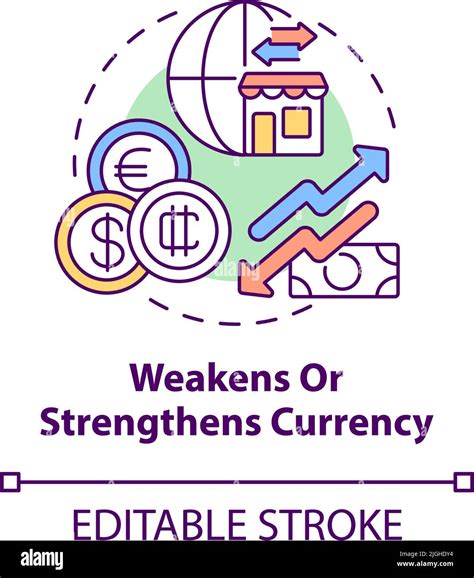 weakens  strengthens currency concept icon stock vector image art