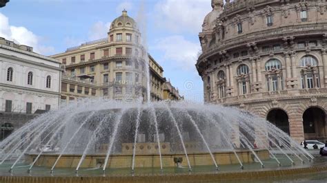 Genua Ligurien Italien Circa Genua Brunnen Piazza De Ferrari