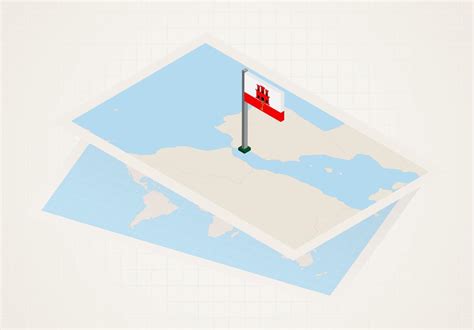 Gibraltar selected on map with isometric flag of Gibraltar. 10694075 ...