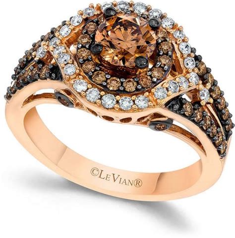 Le Vian Chocolate And White Diamond Engagement Ring In 14k Rose Gold (1 ...