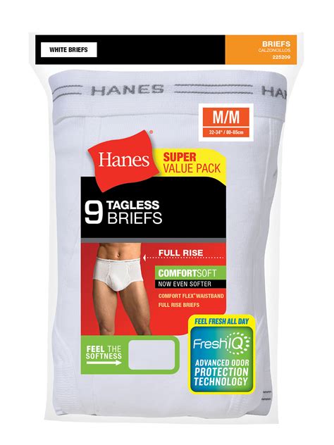 Hanes Mens Comfortsoft White Tagless Briefs 9 Pack