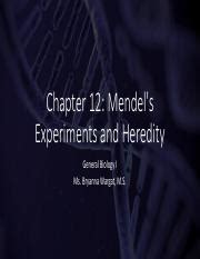 Ch12Part1 Pdf Chapter 12 Mendel S Experiments And Heredity General