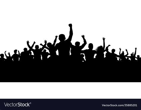 Protesters Enraged Crowd People Silhouette Vector Image