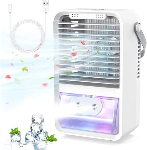 Portable Air Conditioners Fan Evaporative Mini Air Cooler With 3 Speeds 7 Colors Misting