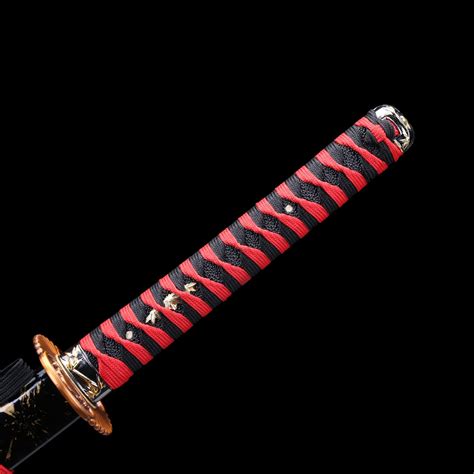 Handmade Full Tang Damascus Steel Red Blade Katana Japanese Samurai