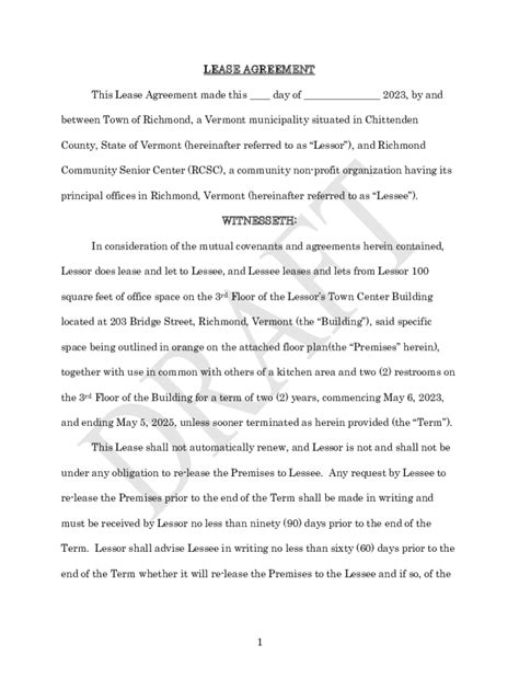 Fillable Online Vermont Rental Lease Agreement Templates 6 Fax Email