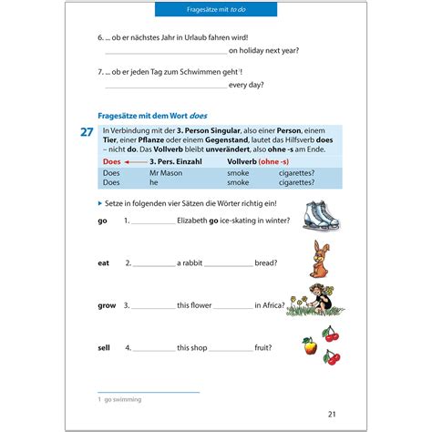 Übungsheft Englische Verneinung Englische Fragen greenstories