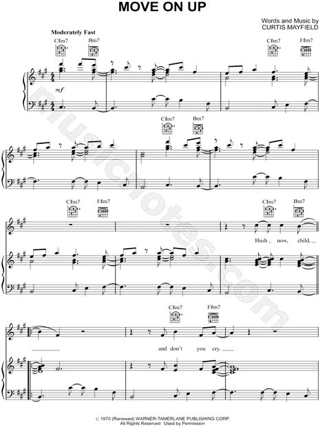 Curtis Mayfield Move On Up Sheet Music In F Minor Transposable Download And Print Sku