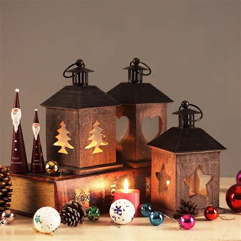 Christmas Candle Furnishing Articles Romantic Table Hanging Decoration Home Decoration Wooden ...