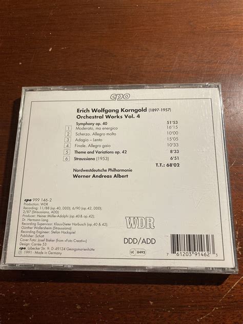 Korngold Orchestral Works 4 Albert Nordwestdeutsche Phil CD Aug