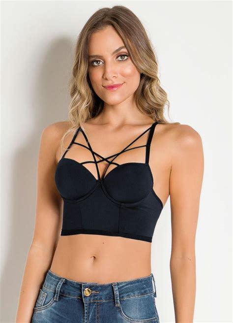 Sutiã Strappy Preto Bojo Alma Dolce