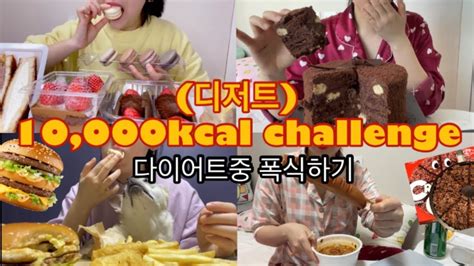 🔥디저트 만칼로리챌린지🔥 다이어트 포기 한거 아니에요😭 투썸케이크 마카롱 스벅케이크 딸기케이크 빅맥 소세지 테라 육개장 오믈렛