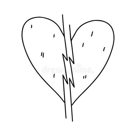 Broken Heart. Hand Drawn Doodle Style. Vector Illustration Isolated on ...