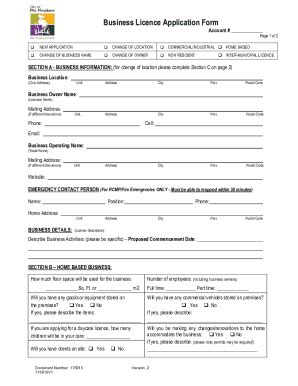 Fillable Online Business License Application Form Template Fax Email