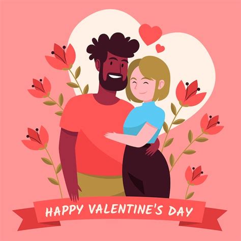 Free Vector Flat Valentines Day Celebration Illustration