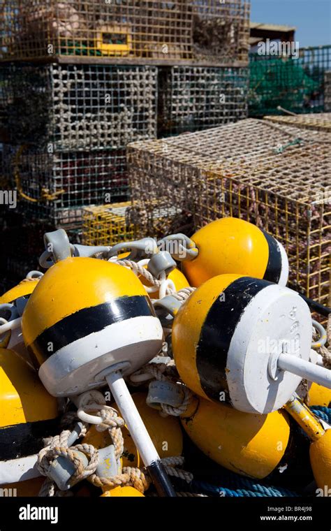 Colorful Fisherman Buoys And Lobster Pots Hi Res Stock Photography And