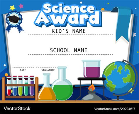 Certificate template for science award Royalty Free Vector