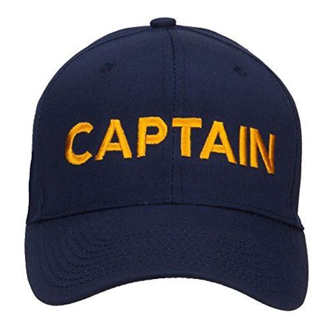 Captain Embroidered Cap Navy One Size Fits Most Embroidered Caps