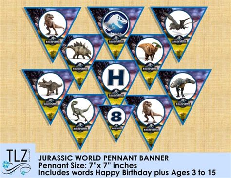 Jurassic World Birthday Banner Printable Digital By Tlzdesigns