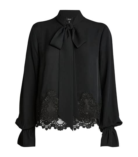 Womens Me Em Black Silk Lace Pussybow Blouse Harrods Us