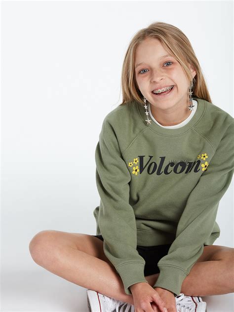 Volcom Hoodies & Sweatshirts | Girls Truly Stokin Crew - Light Army Light Army - Girls | Tommyswords