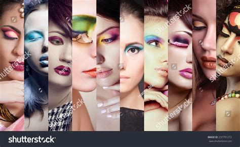 Beauty Collage Faces Women Fashion Creative Stock Photo 237791272