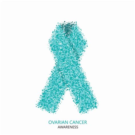 Ovarian Cancer Teal Ribbon Awareness&Support Emblem, vector duotone ...