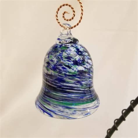 Hand Blown Glass Bell Christmas Ornament With Quartz Crystal Etsy