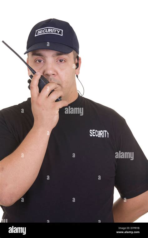 Security Guard Hand Holding Cb Walkie Talkie Radio Stock Photo Alamy