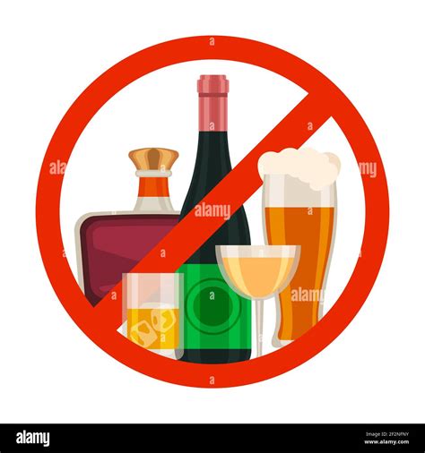 No Alcohol Icon Alcoholic Drink Prohibition Sign With Cartoon Beer