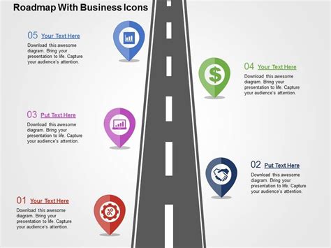 Roadmap With Business Icons Flat Powerpoint Design | PowerPoint Design ...