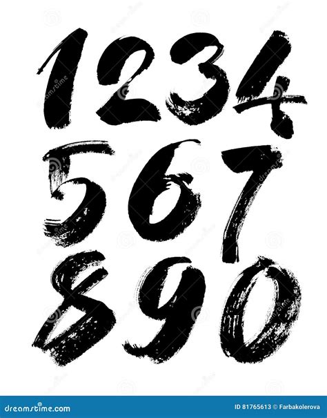 Vector Set of Calligraphic Acrylic or Ink Numbers, Brush Lettering ...