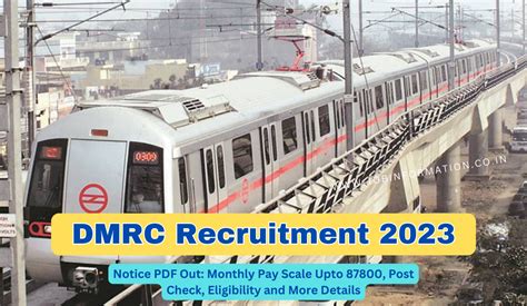 DMRC Recruitment 2023 Notice PDF Out Monthly Pay Scale Upto 87800