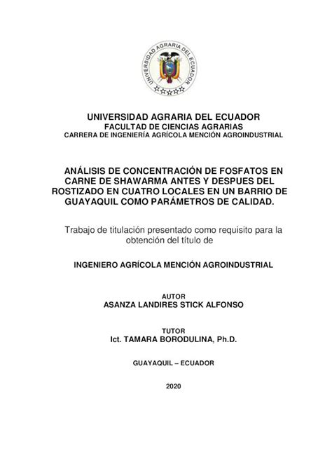 Pdf Universidad Agraria Del Ecuador Facultad De Ciencias