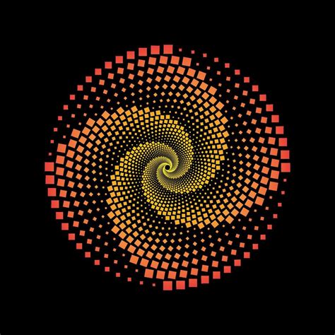 Red And Yellow Dotted Squares Spiral Vortex Circle Vector Squarish