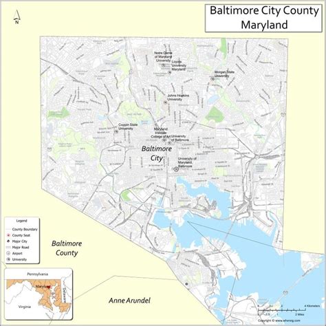 Map of Baltimore County, Maryland showing cities, highways & important places. Check Where is ...