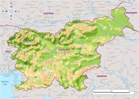 Mapa F Sico Detalhado Da Eslov Nia Vetor Premium