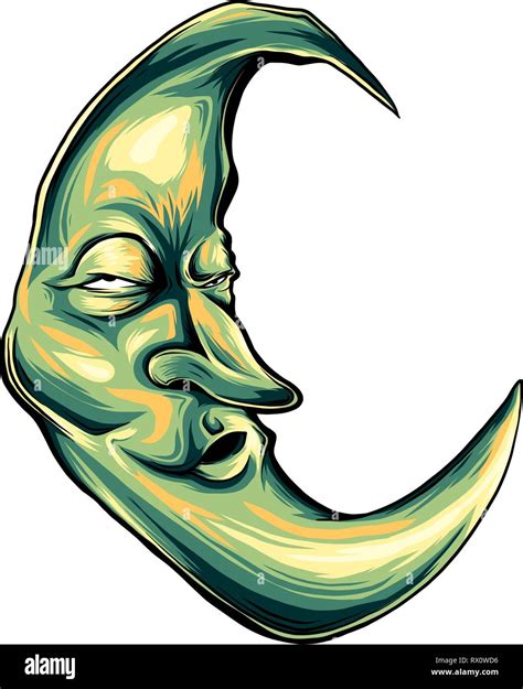 Moon face illustration hi-res stock photography and images - Alamy