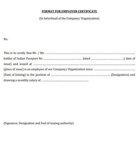 Salary Certificate Format Free Word Templates