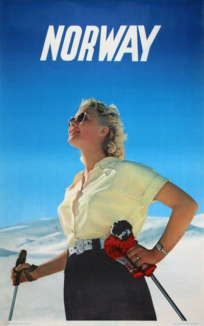 Original Vintage Poster Norway Skiing 1954 Sold