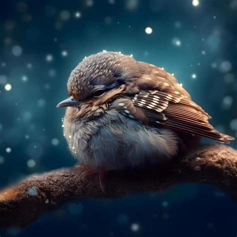 A blue jay bird in a nest with snowflakes., Ai Generative Image ...