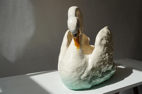 Large Ceramic Swan Planter Jardinière at 1stDibs swan ceramic planter