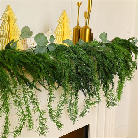 Cindeer Christmas Norfolk Pine Garland Artificial Pine Greenery ...