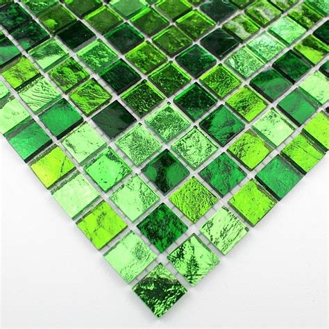 Glass Mosaic Tile Green Floor And Wall 1m Glossvert Carrelage Inox Fr