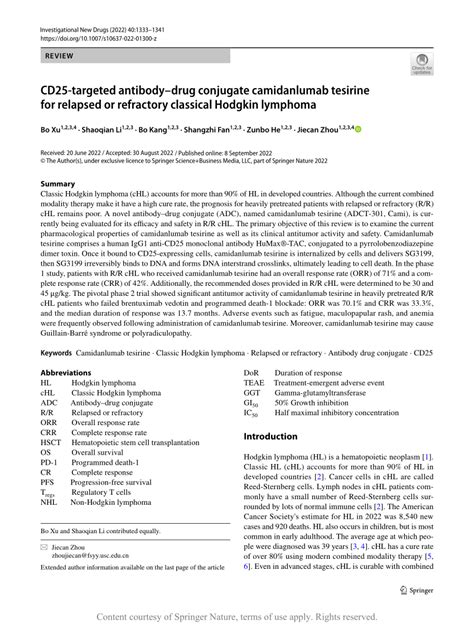 Cd Targeted Antibodydrug Conjugate Camidanlumab Tesirine For