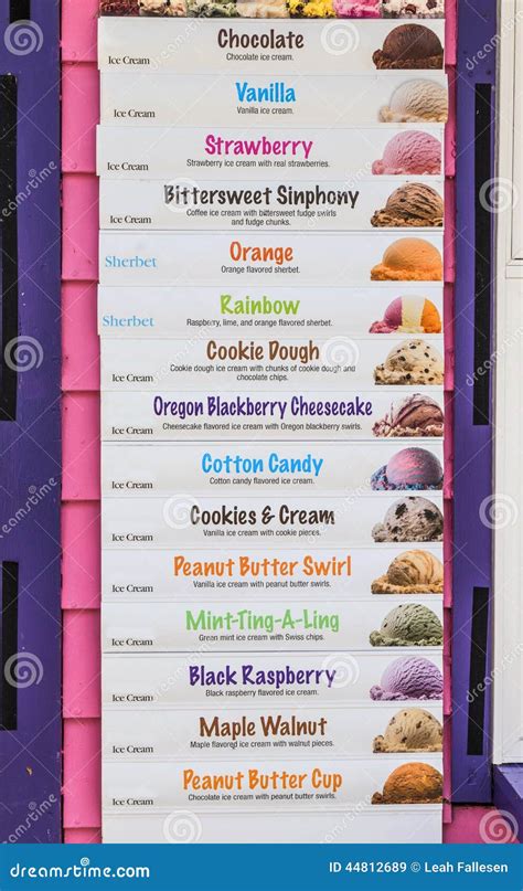 Lista Del Sabor Del Helado Imagen De Archivo Imagen De Congelado