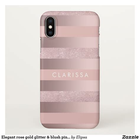 Elegant rose gold glitter & blush pink stripe iPhone case | Zazzle.com ...