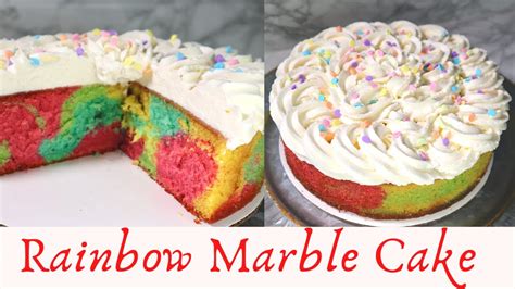 Rainbow Marble Cake With Whipped Cream Frosting Easy Fun Cake YouTube