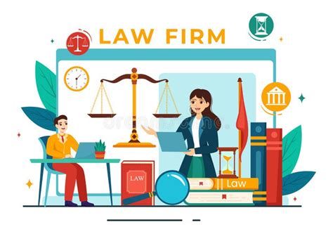 Law Firm Services Vector Illustration With Justice Legal Advice