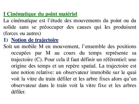 SOLUTION Cours Mecanique Cin Matique Du Point Materiel Studypool